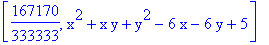 [167170/333333, x^2+x*y+y^2-6*x-6*y+5]